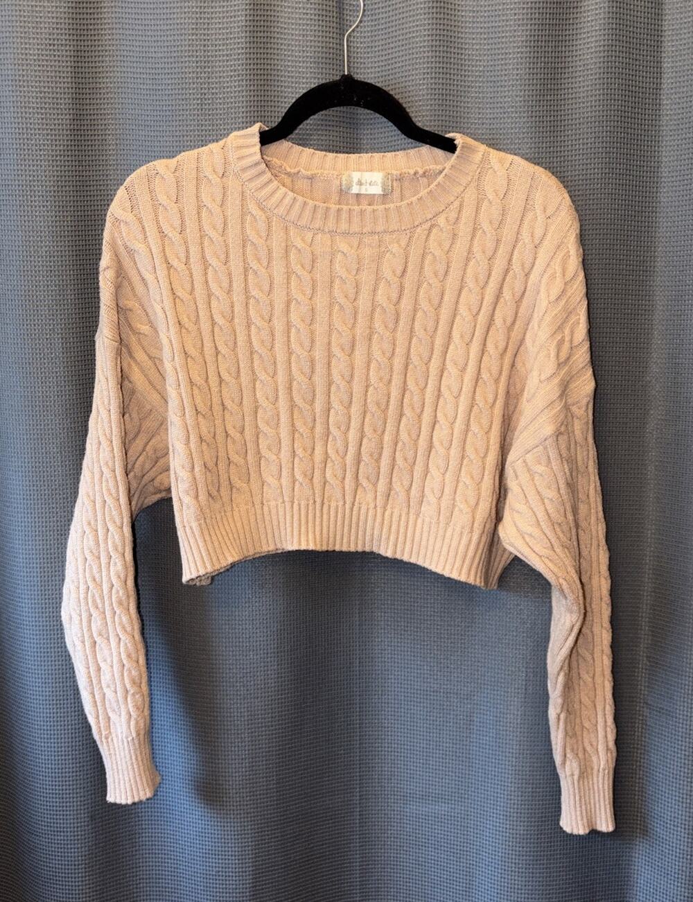 Altard State Beige Cropped Knit Sweater Size S